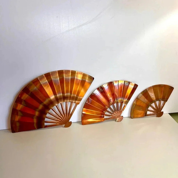 Unbranded Other - Vintage Unbranded Wall Decor Copper metal Fan Set of 3
